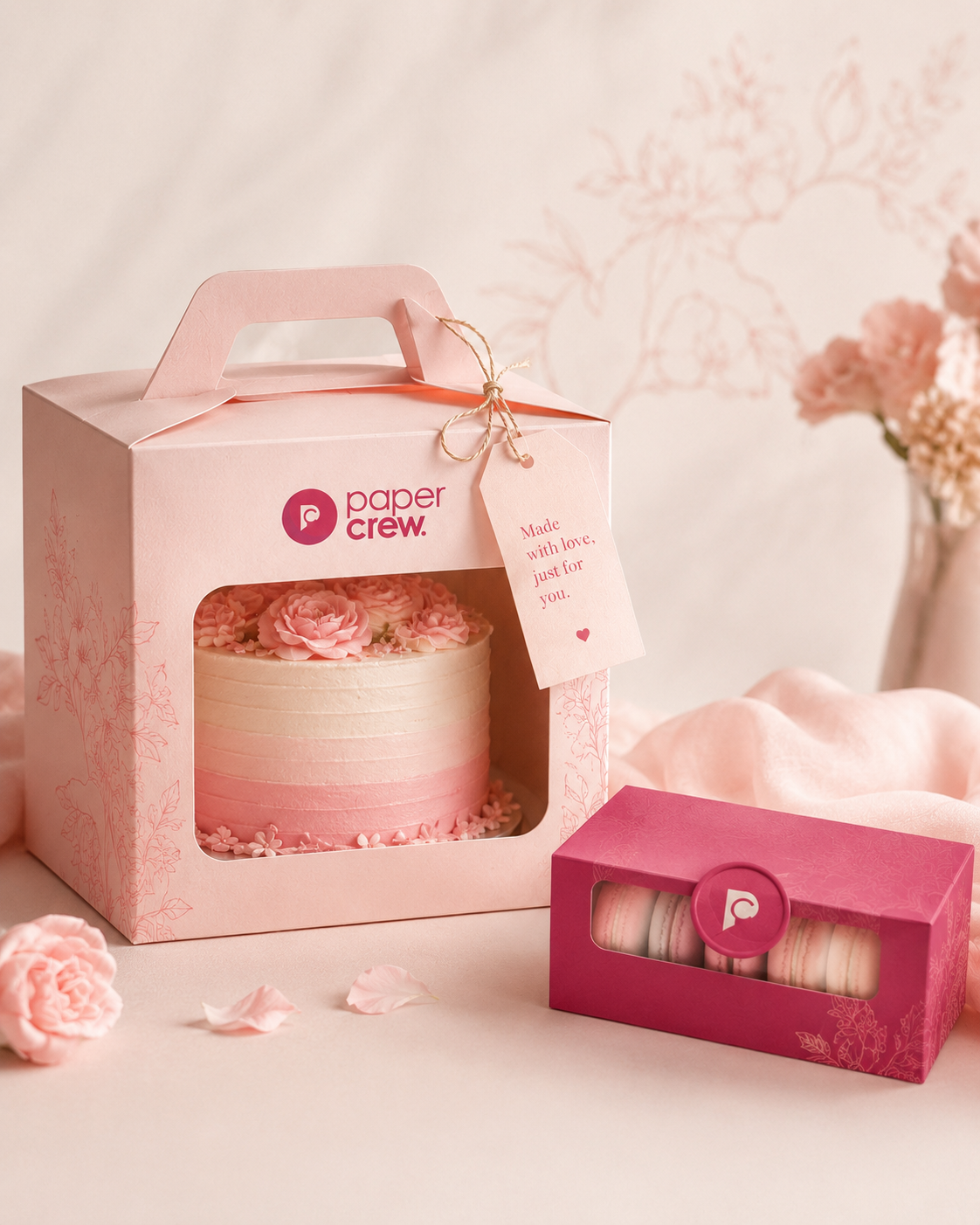 Custom cake box packaging by paper crew.