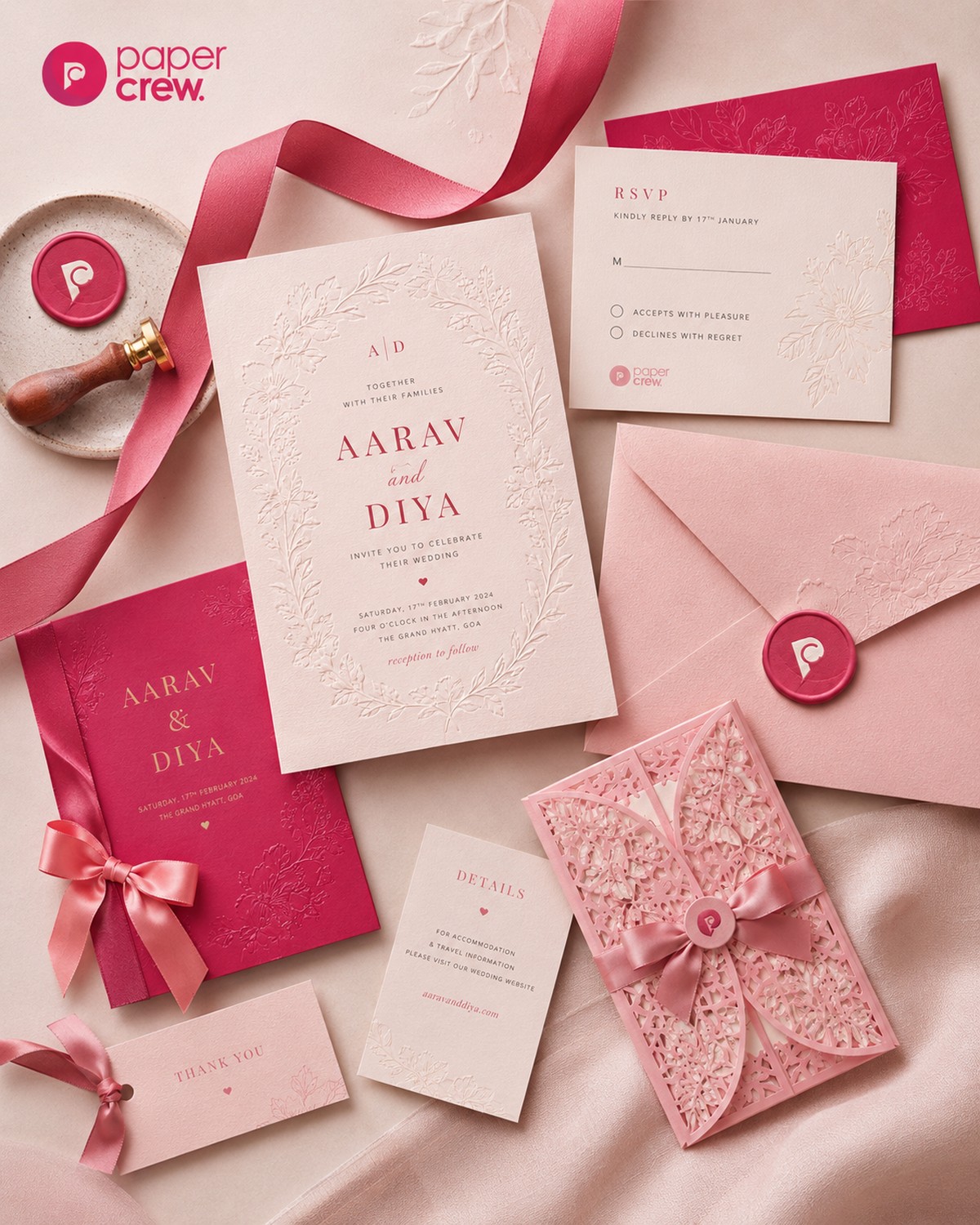 Wedding invitation detail by paper crew.